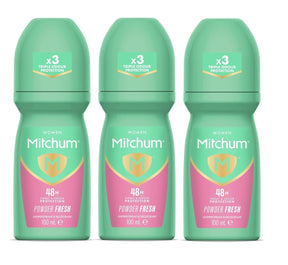 Mitchum Deodorant Roll On Powder Fresh 100ml - 3 Pack Bundle