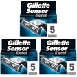 Gillette Sensor Excel Razor Blades - 15 Piece Bundle (3 packs of 5)