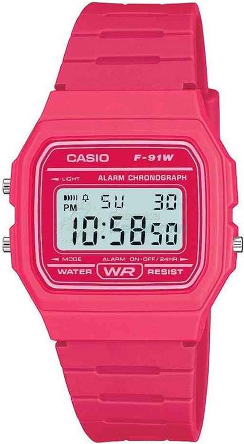 Casio Classic Digital Watch, Vibrant Pink - F-91WC-4AEF