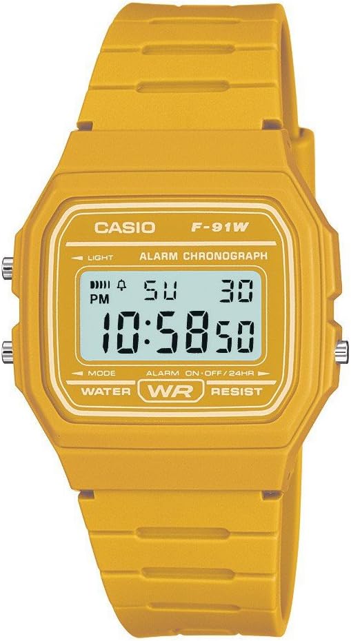 Casio Classic Digital Watch, Mustard Yellow - F-91WC-9AEF