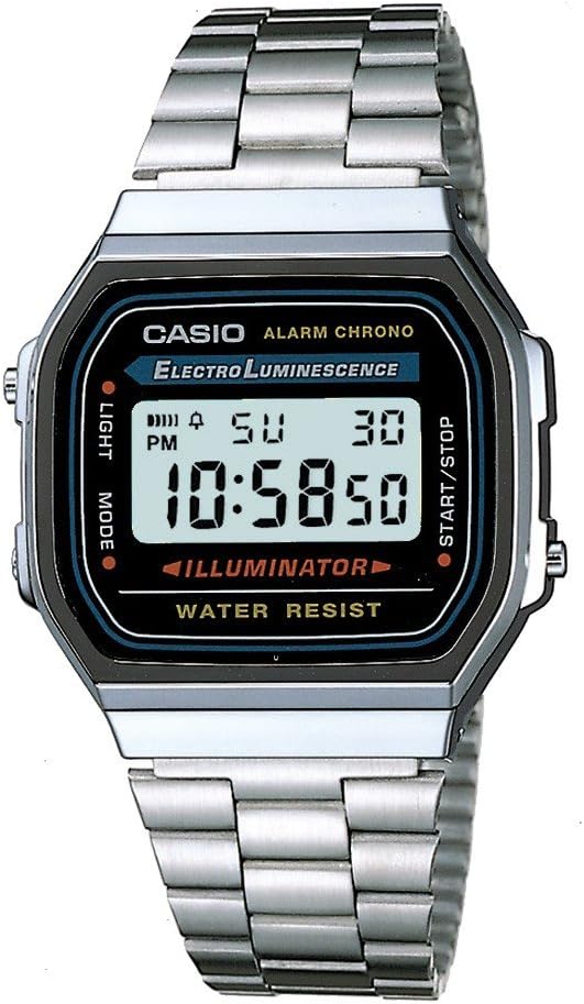Casio Classic Digital Watch, Silver with Black Case - A168WA-1YES