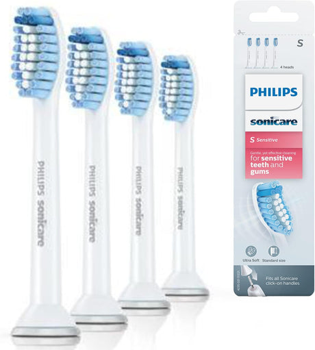 Philips Sonicare S Sensitive Standard Sonic Toothbrush Heads - 8 Piece Bundle (2 Packs of 4) in White (HX6054/07)