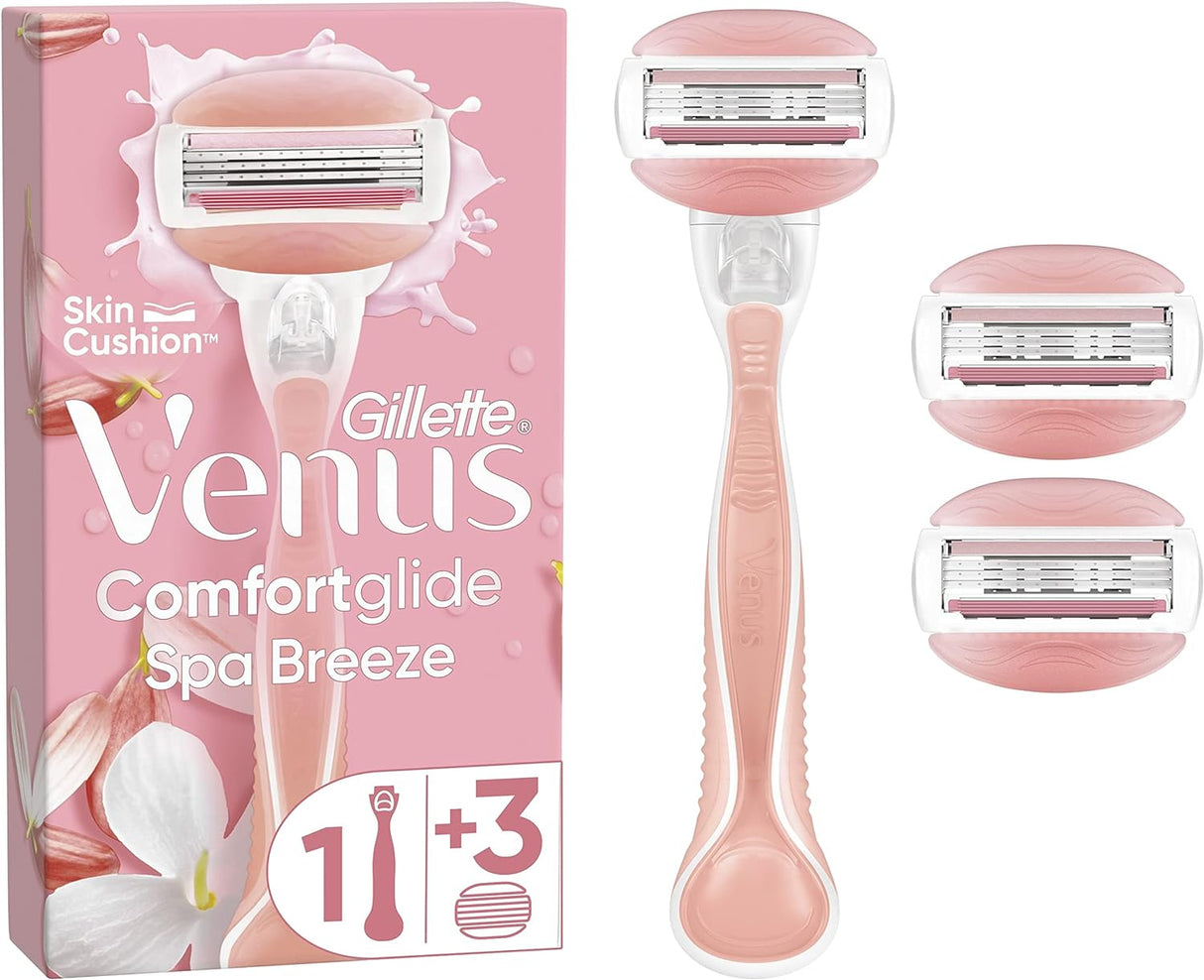 Gillette Venus ComfortGlide Spa Breeze Women's Razor + 3 2-In-1 Razor Blade Refills