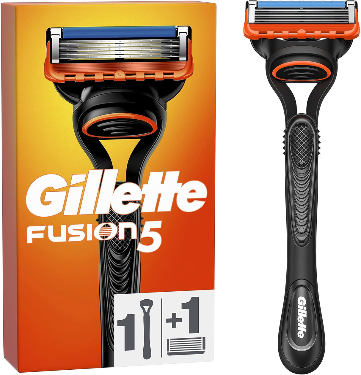 Gillette Fusion 5 Men's Wet Razor + 1 Razor Blade with Lubricating Strip for a Close Shave