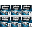 Gillette Sensor Excel Razor Blades - 30 Piece Bundle (6 Packs of 5)