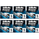 Gillette Sensor Excel Razor Blades - 30 Piece Bundle (6 Packs of 5)