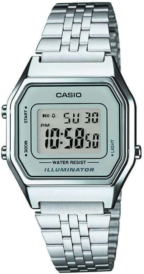 Casio Ladies Digital Watch White Face Silver - LA680WEA-7EF