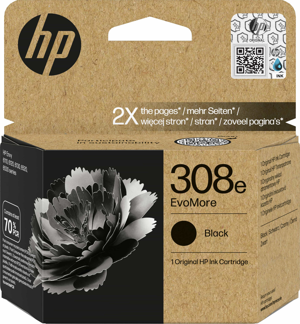 HP 308e EvoMore Black Ink Cartridge - 7FP22UE