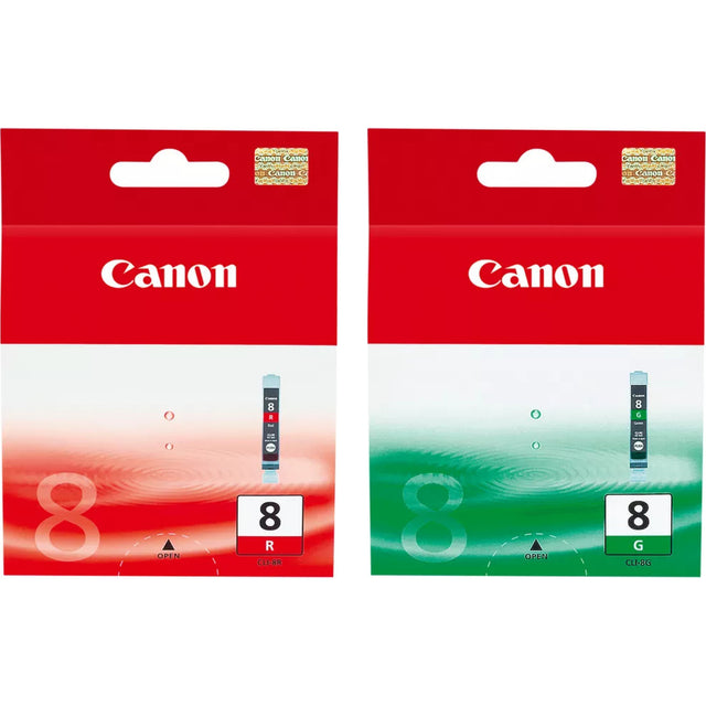 Canon CLI-8 Red Green Ink Cartridge Bundle Pack