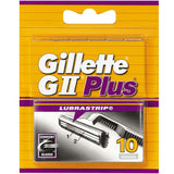 Gillette Lubrastrip GII Plus Men's Razor Blades - Pack of 10 Refill Blades