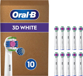 Oral-B 3D White Replacement Heads for Electric Toothbrush with CleanMaximiser Technology - 10 Piece Bundle (2 x 5 Packs)