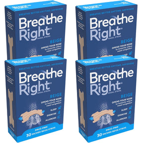 Breathe Right Snoring Congestion Relief Nasal Strips Small/Medium Original 30 Strips - 4 Pack