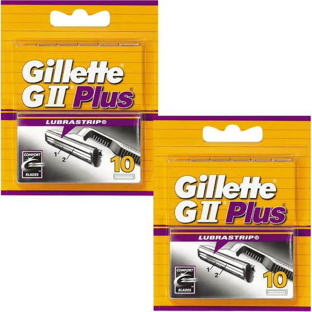 Gillette Lubrastrip GII Plus Men's Razor Blades - 20 Piece Bundle (2 x 10 Packs)