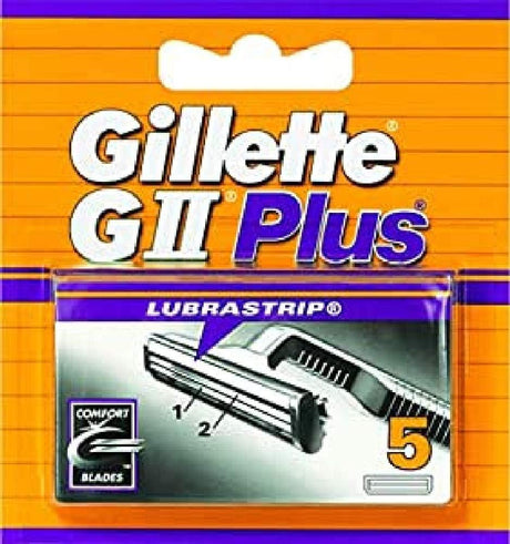 Gillette Lubrastrip GII Plus Men's Razor Blades - Pack of 5 Refill Blades