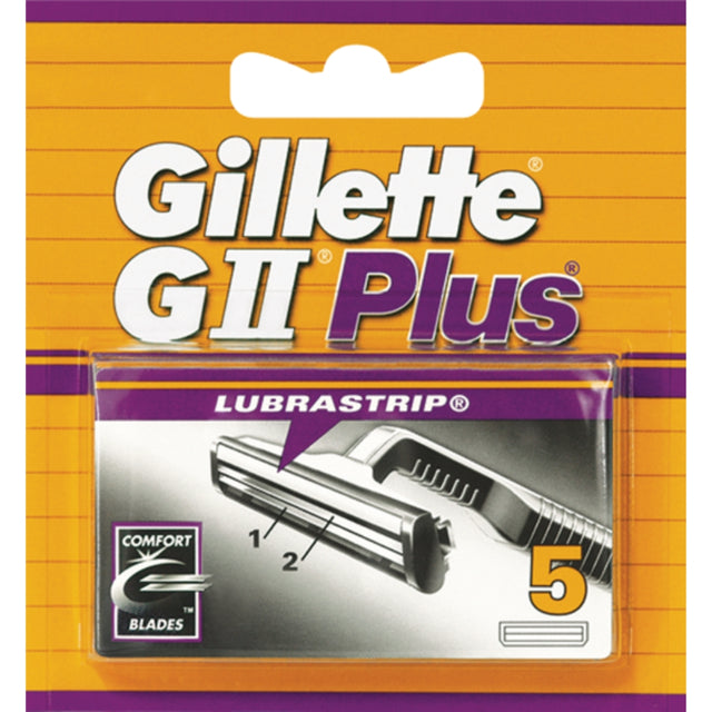 Gillette Lubrastrip GII Plus Men's Razor Blades - Pack of 5 Refill Blades