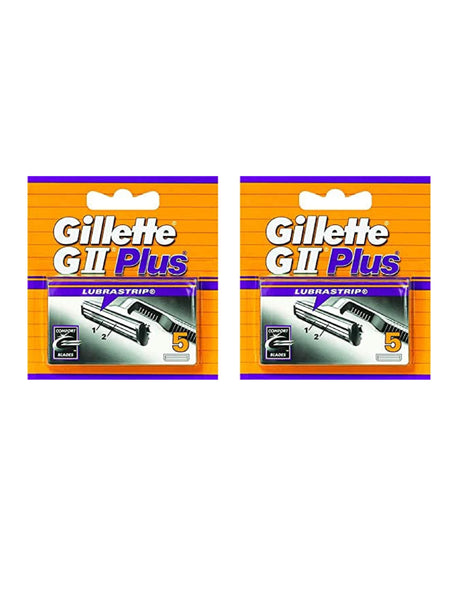 Gillette Lubrastrip GII Plus Men's Razor Blades 10 Piece Bundle (2 x 5 Packs)