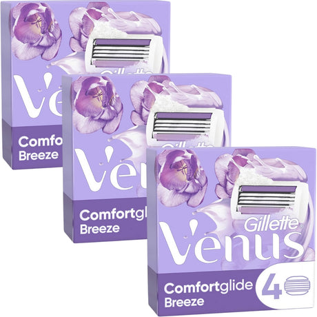 Gillette Venus ComfortGlide Breeze Razor Blades - 12 Piece Bundle (3 Packs of 4)