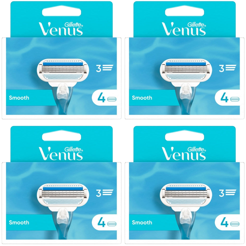 Gillette Venus Smooth Razor Blades - 16 Piece Bundle (4 Packs of 4)