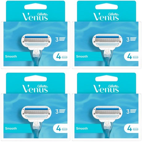 Gillette Venus Smooth Razor Blades - 16 Piece Bundle (4 Packs of 4)