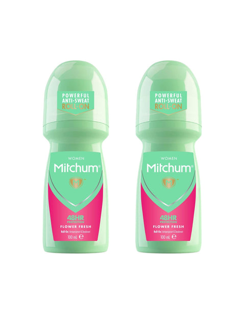 Mitchum Deodorant Roll On Flower Fresh 100ml - 2 Pack Bundle