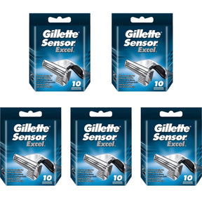Gillette Sensor Excel Razor Blades - 50 Piece Bundle (5 Packs of 10)