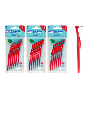 TePe Angle Interdental Brushes Red 0.5mm (Size 2) 6 Pack - 3 Pack Bundle (18 Brushes)