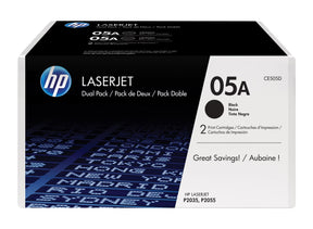 HP 05A 2-Pack Black Original LaserJet Toner Cartridges - CE505D