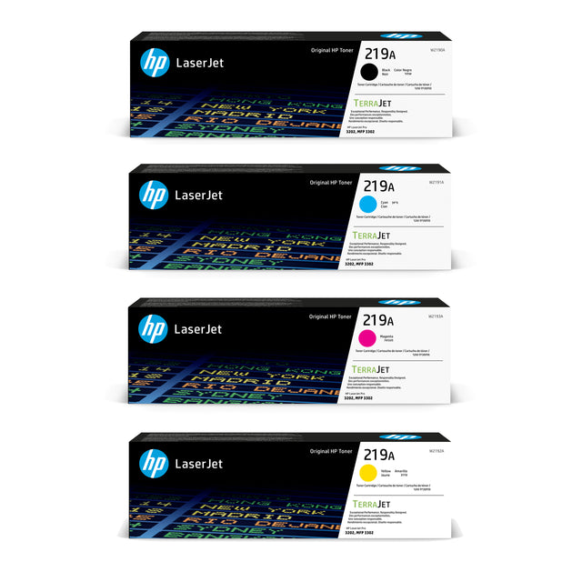 HP 219A Black Cyan Magenta Yellow Original LaserJet Toner Cartridges Multipack