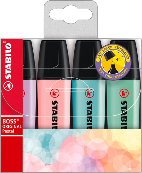 Stabilo Boss Original Pastel Highlighter 4 Pack - Assorted Colours