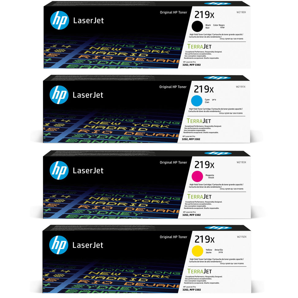 HP 219X Black Cyan Magenta Yellow Original LaserJet Toner Cartridges Multipack