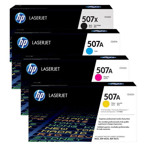 HP 507X Black 507A Cyan Magenta Yellow Original LaserJet Toner Cartridges Multipack