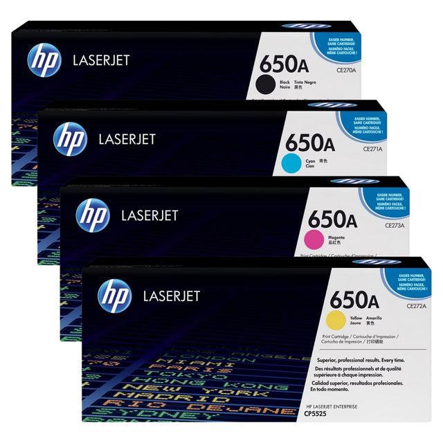 HP 650A Black Cyan Magenta Yellow Original LaserJet Toner Cartridges Multipack