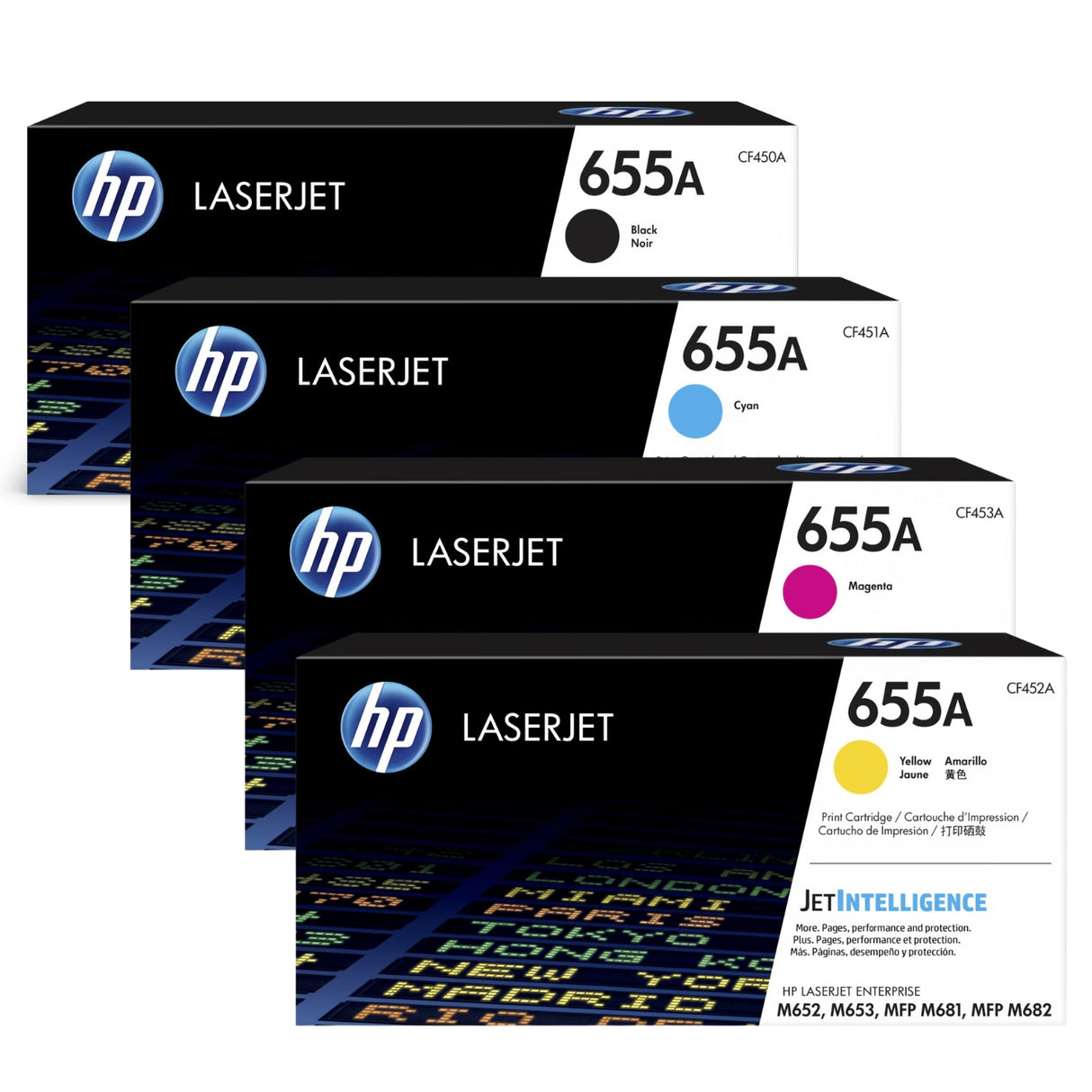 HP 655A Black Cyan Magenta Yellow Original LaserJet Toner Cartridges Multipack