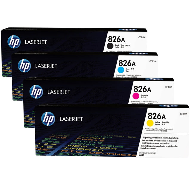 HP 826A Black Cyan Magenta Yellow Original LaserJet Toner Cartridges Multipack