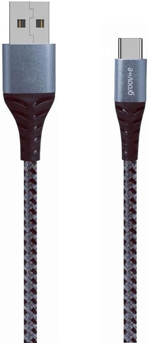 Groov-e USB-C to USB-A Charging Cable 1M Braided, Space Grey - GVMA005SG