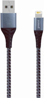 Groov-e  MFI Lightning to USB-A Charging Cable 1M Braided, Space Grey - GVMA043SG