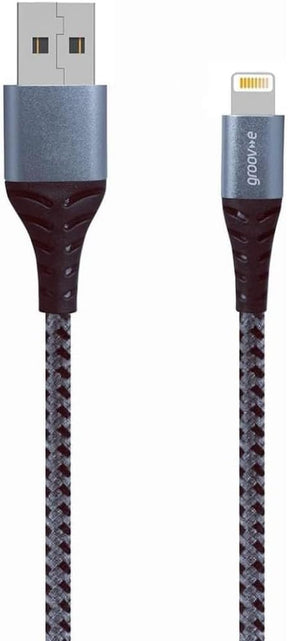 Groov-e  MFI Lightning to USB-A Charging Cable 1M Braided, Space Grey - GVMA043SG