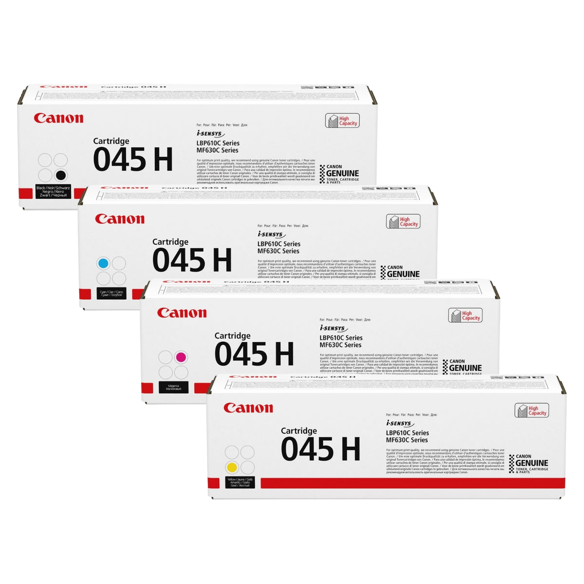 Canon 045H High Yield Black Cyan Magenta Yellow Toner Cartridges Multipack