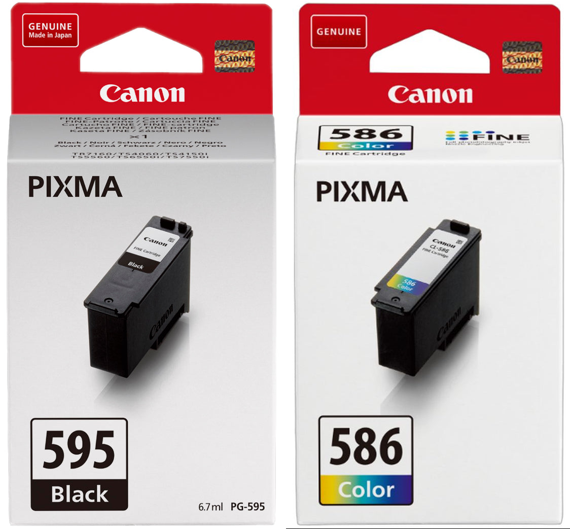 Canon PG-595 Black and CL-586 Colour Ink Cartridge Bundle Pack