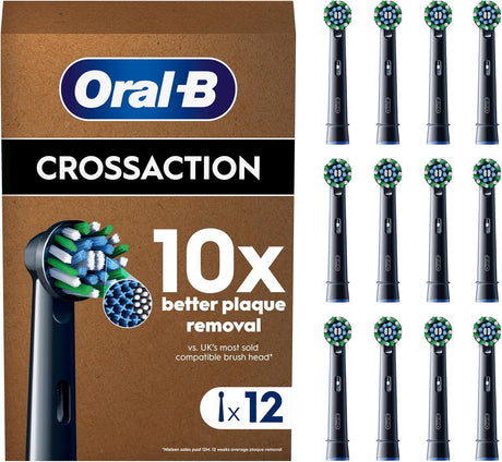Oral-B Pro Cross Action Original Electric Toothbrush Head, Black - Pack of 12