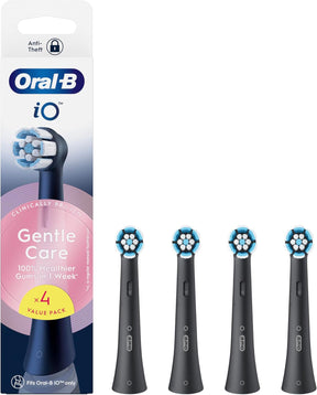 Oral-B iO Gentle Care Cleaning Electric Toothbrush Heads, Black - 4 Pack