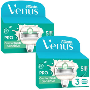 Gillette Venus ComfortGlide Sensitive Razor Blades - 6 Piece Bundle (2 packs of 3)