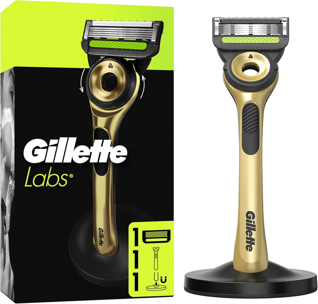 Gillette Labs Men's Razor, Champion Gold with Reusable Handle and 1 Refill Cartridge