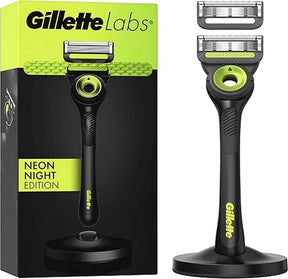 Gillette Labs Men's Razor, Neon Night Edition with Reusable Handle and 2 Refill Cartridges