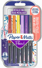 Paper Mate Metallic Felt Tip Pens, 0.7mm Medium Tip, Assorted Colours, Pack of 6 (21373619)