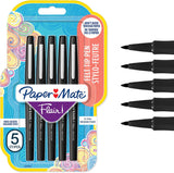 Paper Mate Flair Fibre Tip Pens, Medium 0.7mm, Black Ink, Pack of 5 (20289096)