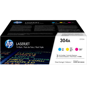 HP 304A 3-Pack High Yield Cyan/Magenta/Yellow Original LaserJet Toner Cartridges - CF372AM