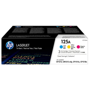 HP 125A 3-Pack High Yield Cyan/Magenta/Yellow Original LaserJet Toner Cartridges - CF373AM