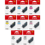 Canon CLI-65 Black Cyan Magenta Yellow Grey Photo Cyan Photo Magenta Light Grey Ink Cartridge Bundle Pack