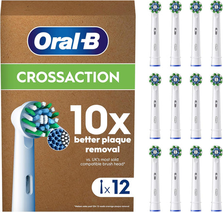 Oral-B Pro Cross Action Original Electric Toothbrush Head, White - Pack of 12